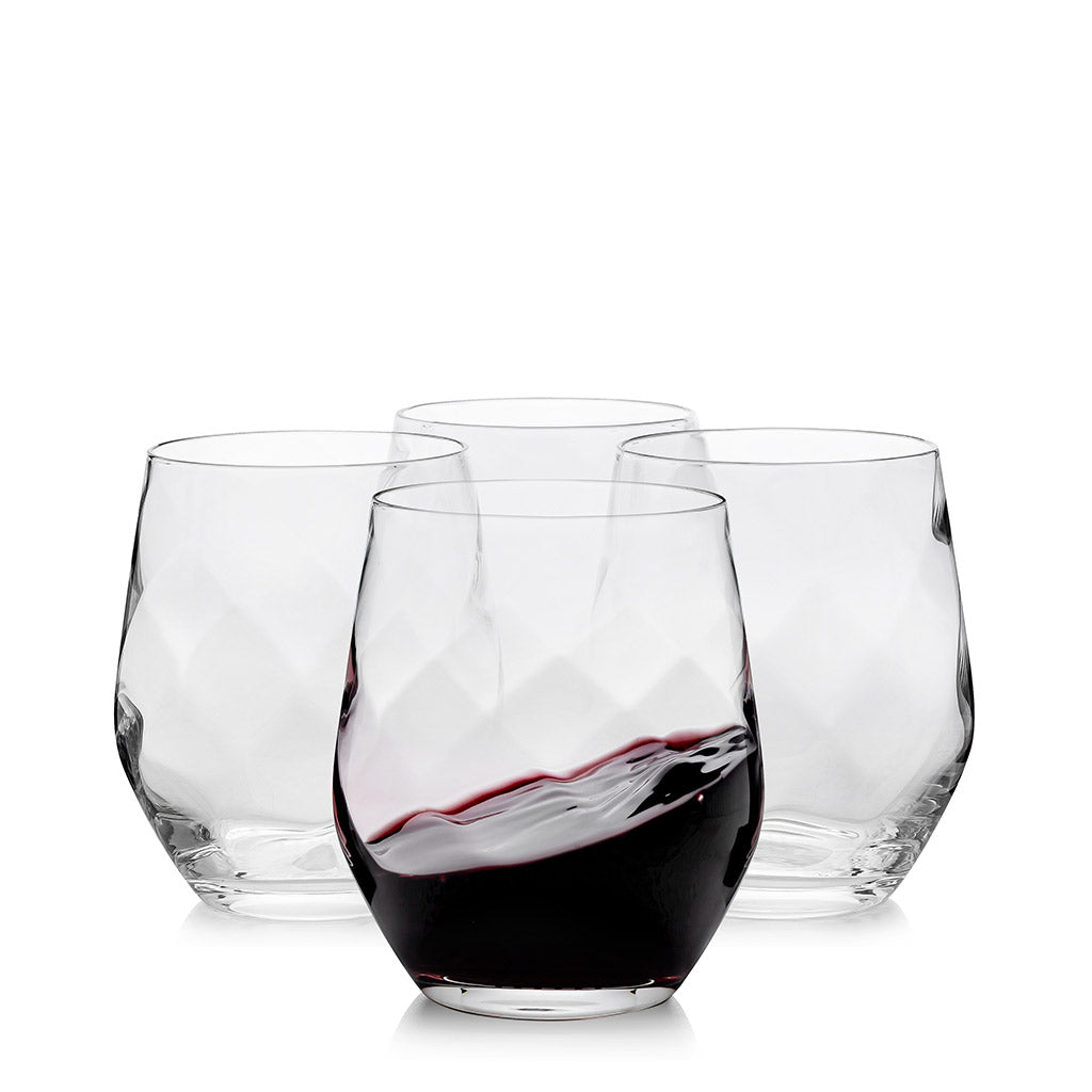 Stemless Aerating Wine Glasses | Hand-Blown Crystal Set of 4  Ullo